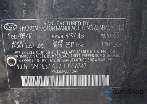 2017 Hyundai Sonata Limited from USA, damaged, VIN 5NPE34AF2HH556347